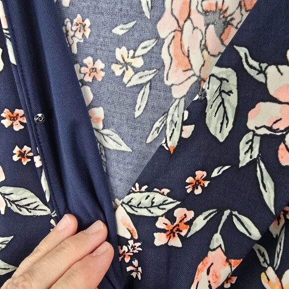 Maurices Floral Print Wrap-Style Navy Romper Medium - Picture 3 of 7